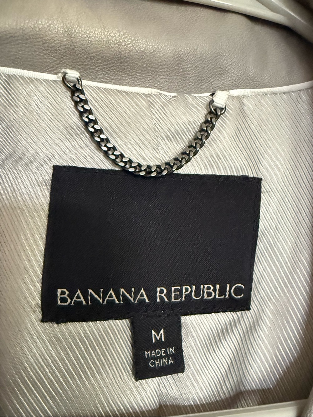 Banana Republic Light Gray Leather Moto Jacket - Picture 2 of 6